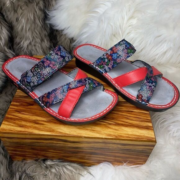 Alegria Sandals Womens Size 5-5.5/35EU Victoriah Botanicool SlipOn Slide Leather - Picture 1 of 9